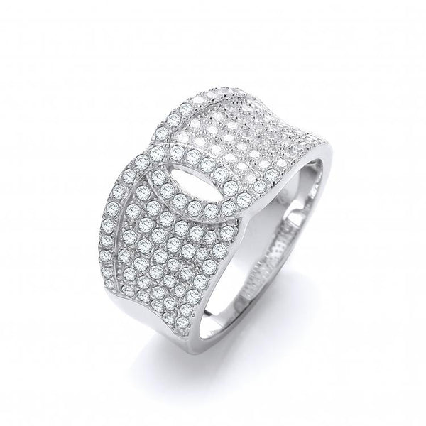 SWAN Boutique Rhodium Plated Pave Set Band Ring
