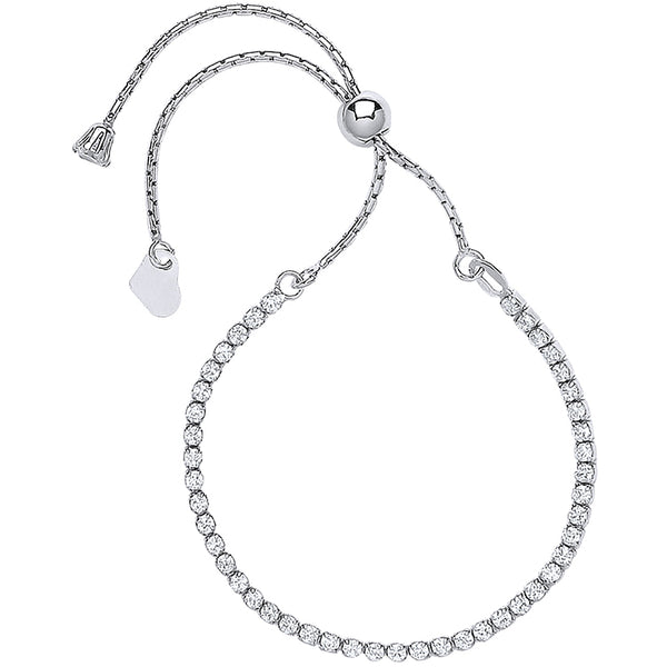 SWAN Boutique Silver Adjustable Friendship Tennis Bracelet