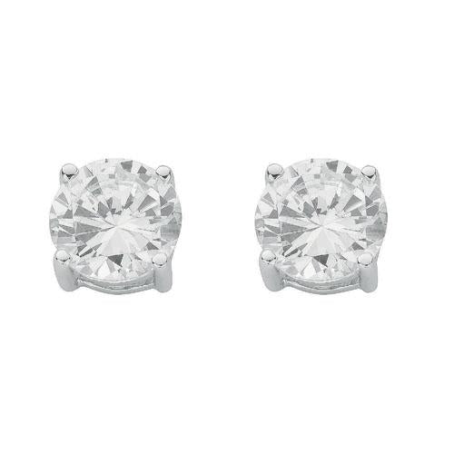 SWAN Boutique Rhodium Plated Silver Brilliant Cut Stud Earrings