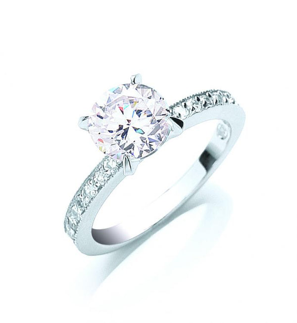 SWAN Boutique Rhodium Plated Silver Brilliant Cut Solitaire Ring