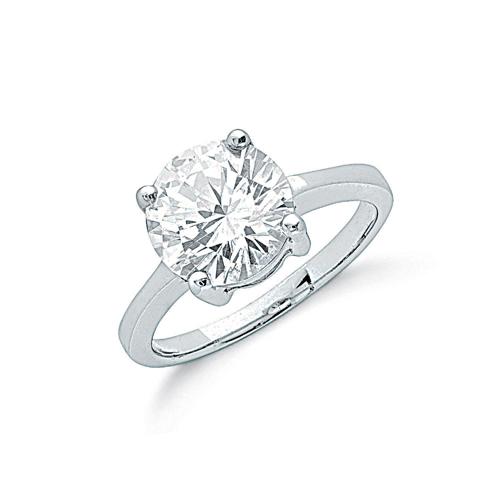 SWAN Boutique Rhodium Plated Large 10mm Brilliant Cut Solitaire Ring