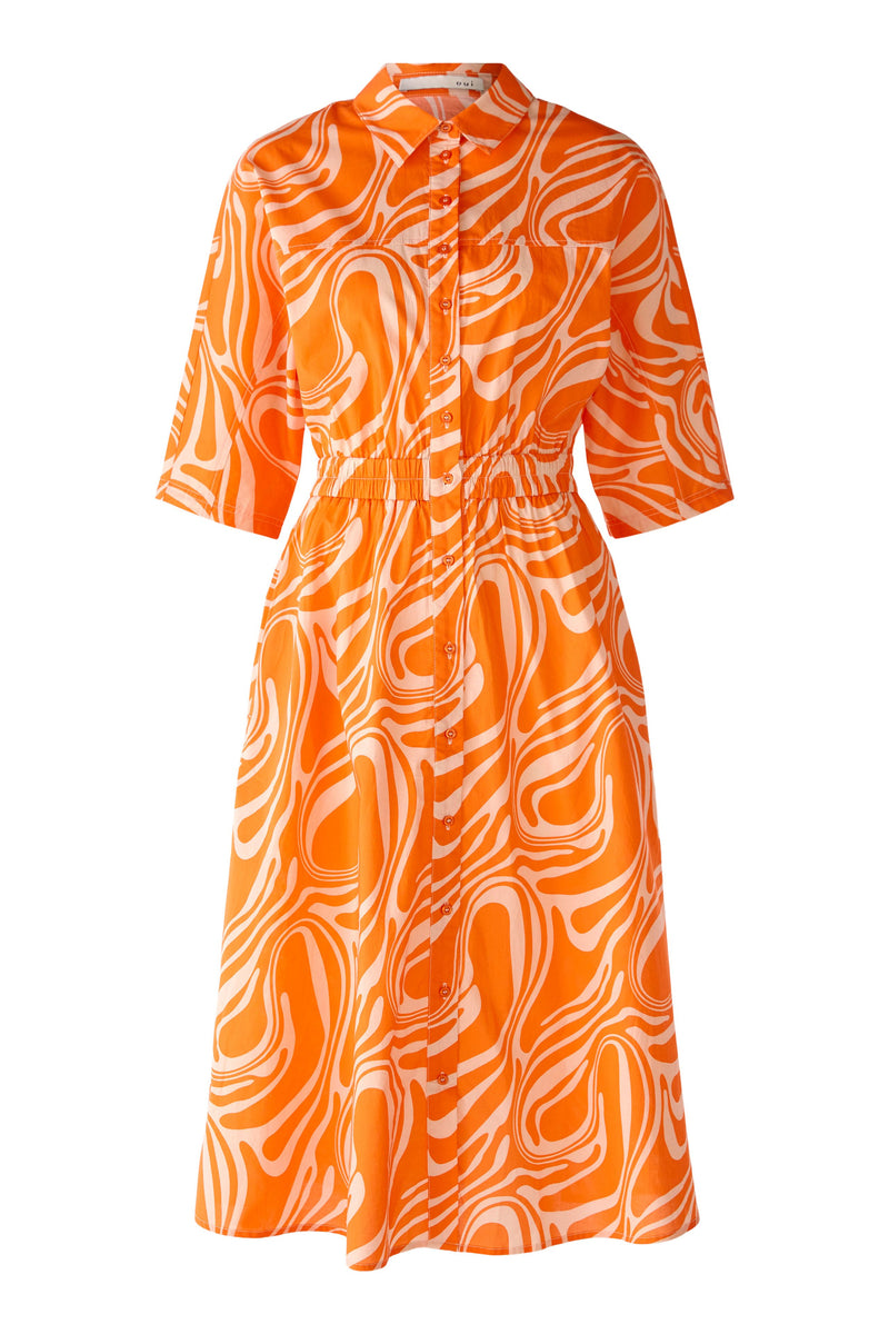 OUI 78685 Zebra Marbled Shirt Dress - Orange
