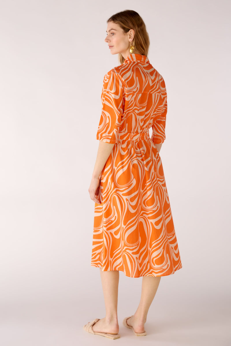 OUI 78685 Zebra Marbled Shirt Dress - Orange
