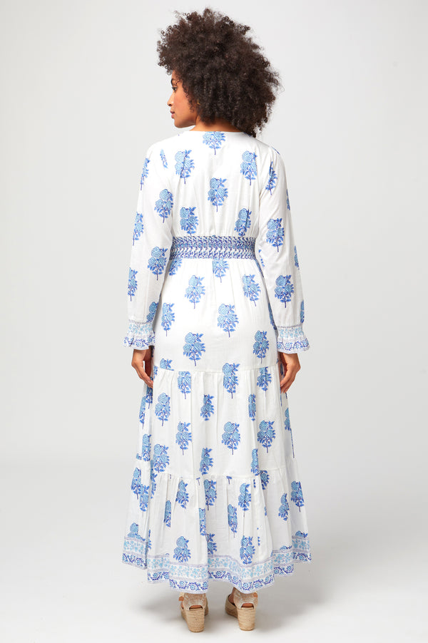 ASPIGA Billie Cotton Maxi Dress - Daliya Buta Blue