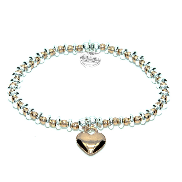 SWAN Boutique - Rose Gold Heart & Silver Bracelet
