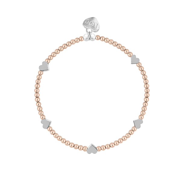 SWAN Boutique - Rose Gold With Silver Hearts Bracelet