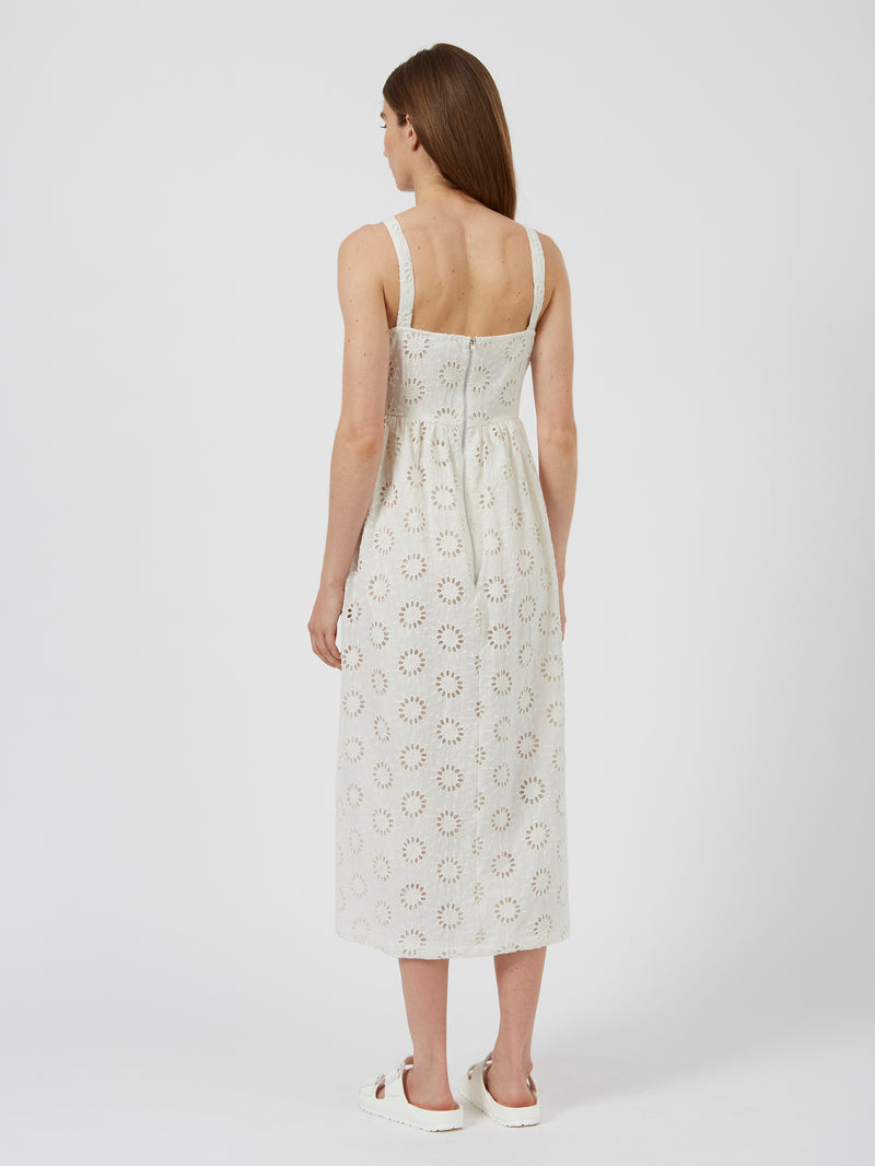 GREAT PLAINS Daisy Cut Out Strappy Midi Dress - White