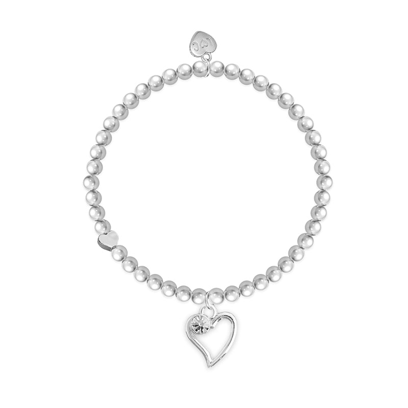 SWAN Boutique - Open Heart & Crystal Charm Bracelet