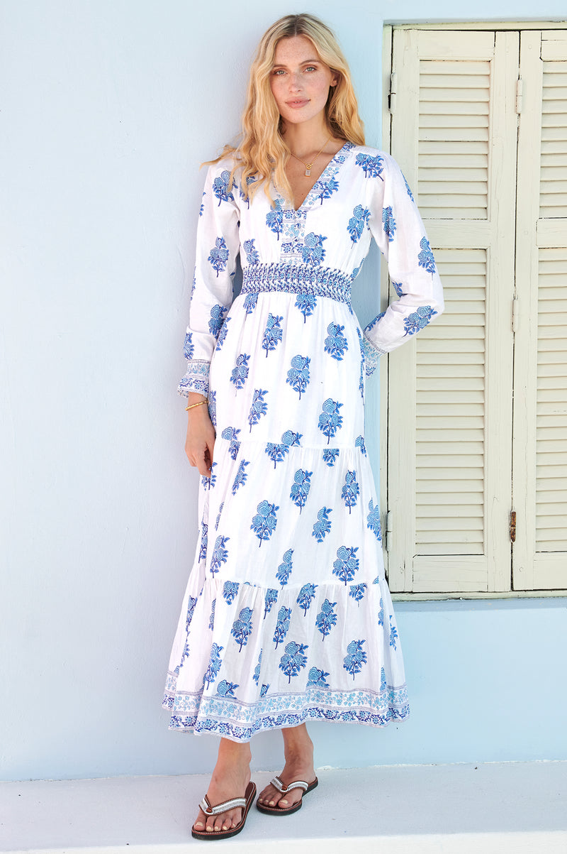 ASPIGA Billie Cotton Maxi Dress - Daliya Buta Blue