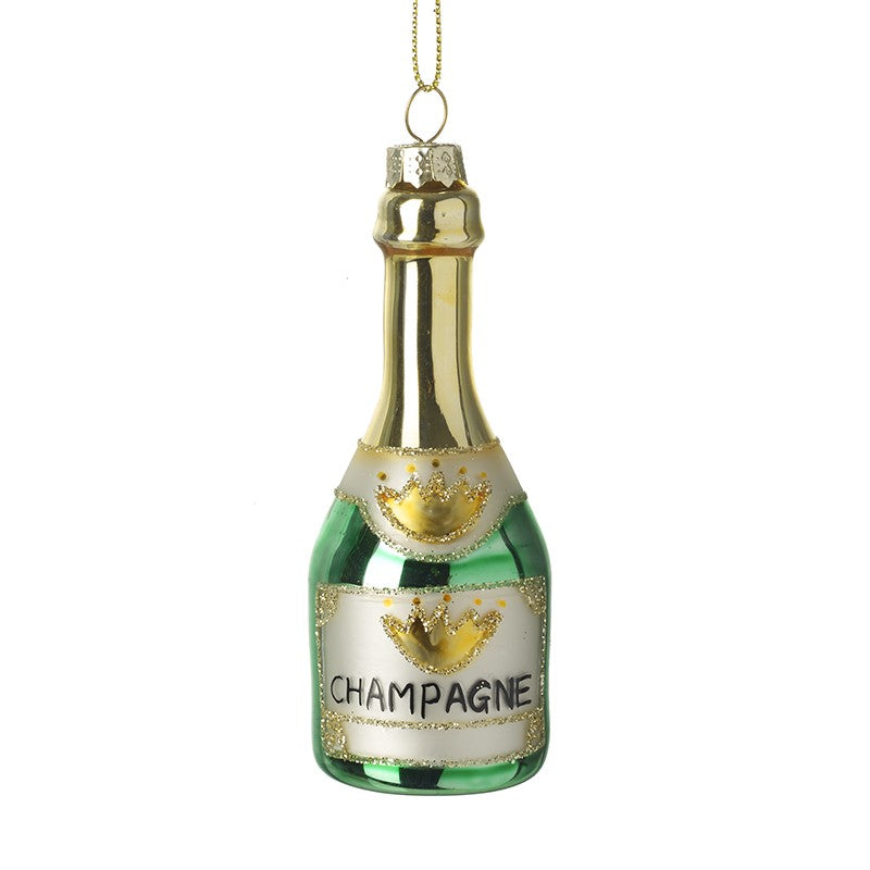 Champagne Bottle w/Gold - Green