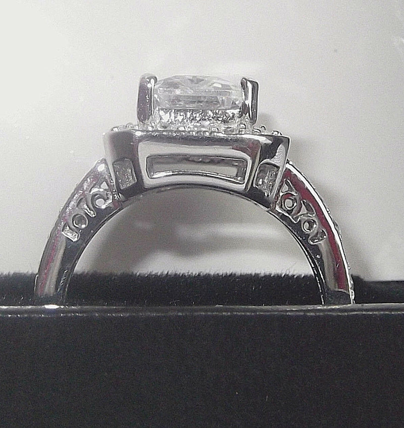 SWAN Boutique Rhodium Plated Silver Emerald Cut Ring