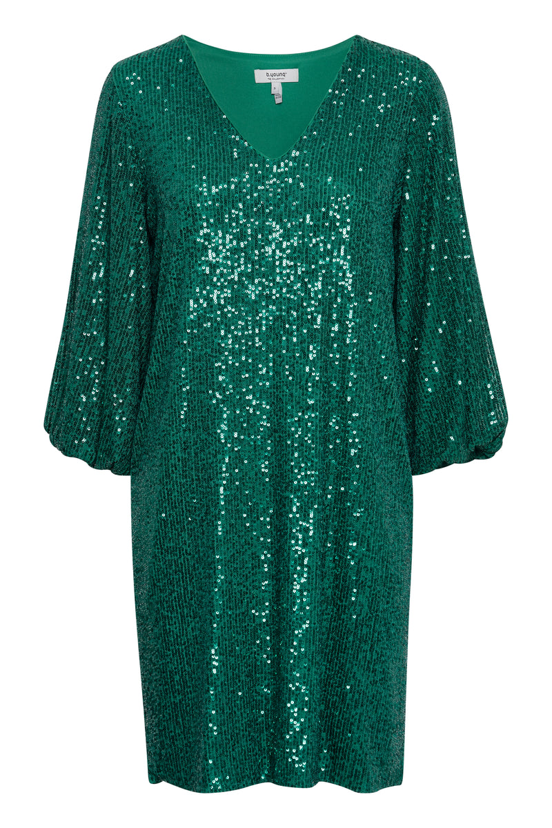 BY SOLIA V Neck Sequin Dress - Ultramarine Green