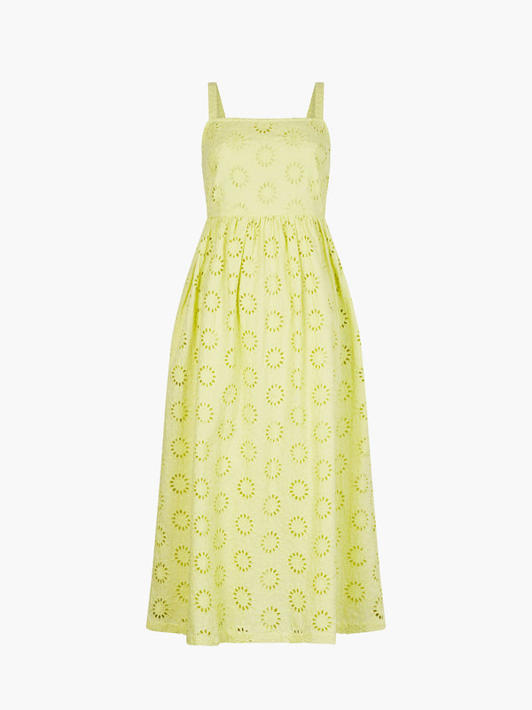 GREAT PLAINS Daisy Cut Out Strappy Midi Dress - Lime Zest