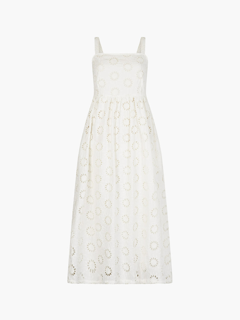GREAT PLAINS Daisy Cut Out Strappy Midi Dress - White
